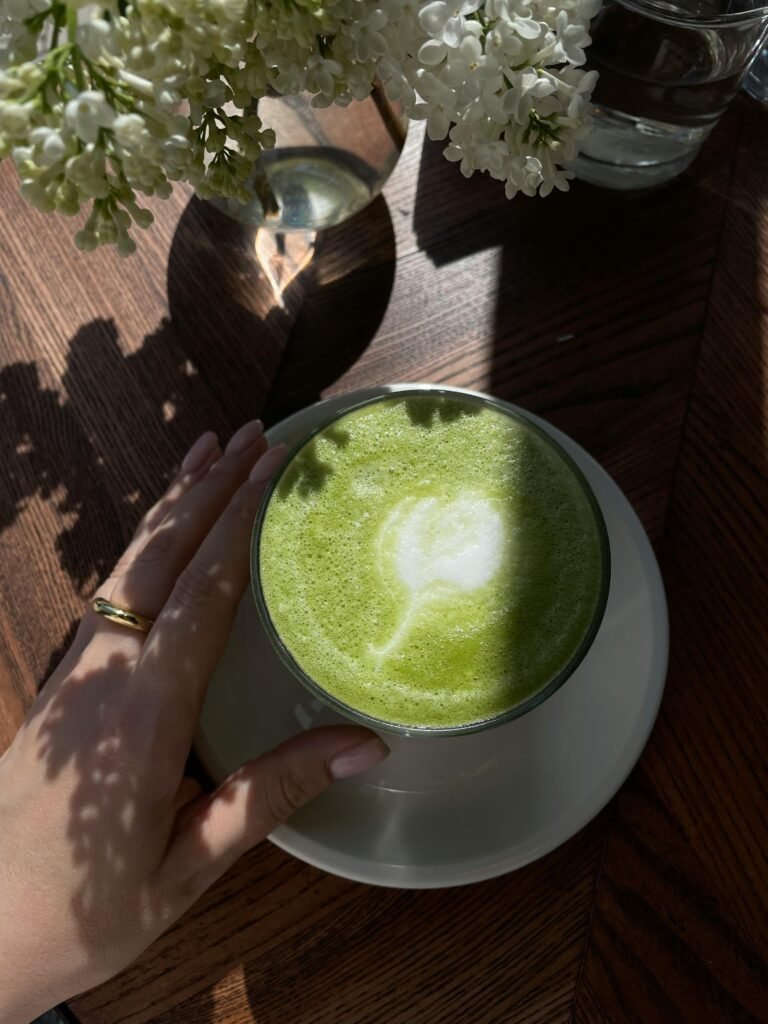Refined Japan - matcha latte with flower