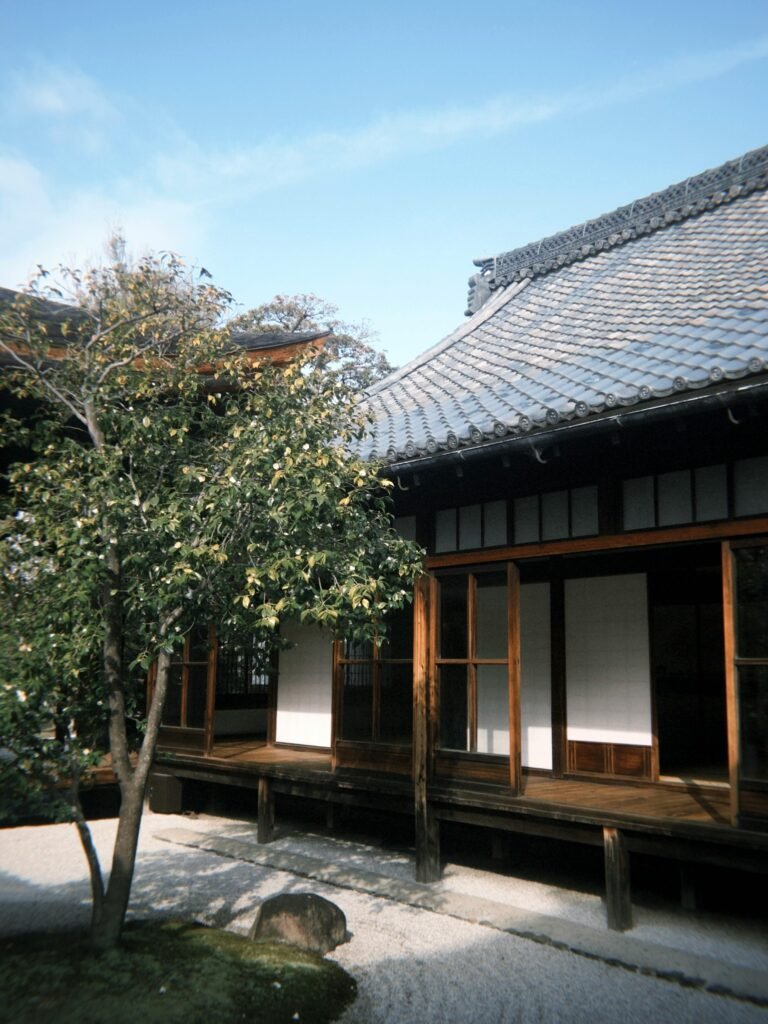 Japanese architecture with zen garden