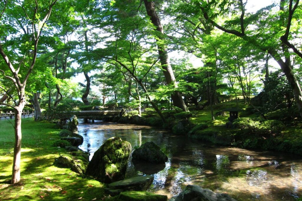Traditional landscape of Kenroku-en Garden in Kanazawa Japan